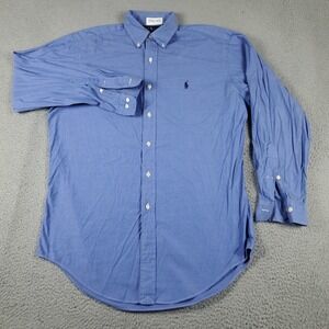 Ralph Lauren Shirt Mens 15 Blue Pony Dress Button Up Long Sleeve *